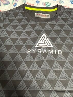 Black Pyramid Black Tee with Neon Yellow Neck Trim
